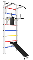 Шведская стенка Sv Sport враспор (Турник стандарт/Брусья/Скамья) В705 (275-295 см) ( Белый) ( Разноцветные перекладины)