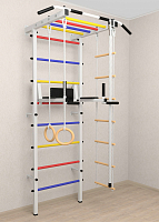 Шведская стенка Sv Pro рукоход 853 (Турник Pro рукоход/Брусья/стойка/Канат/Кольца/Лестница) ( Белый) ( Разноцветные перекладины )