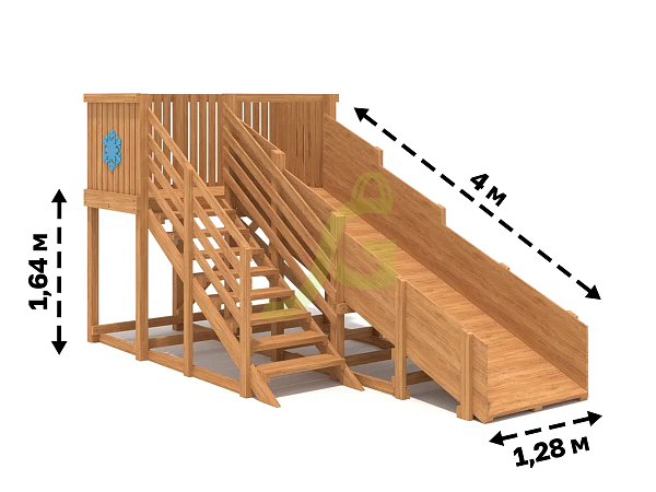 Деревянная зимняя горка "IgraGrad Snow Fox", скат 4 м