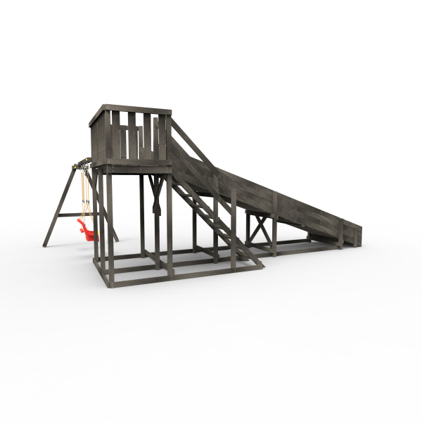 Детская площадка - деревянная горка Пикник "Зима №3" Блэк с качельной балкой