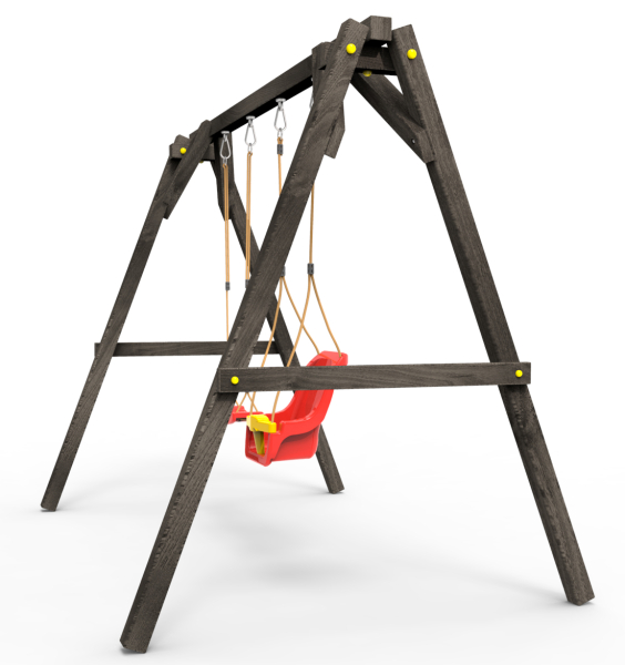 Деревянные качели Пикник 2 "Black" (качели долька + для малышей)