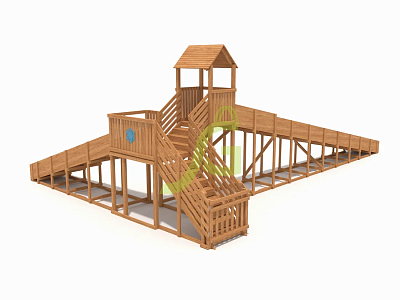 Зимняя деревянная горка "IgraGrad Snow Fox 12 м" с двумя скатами мод.2