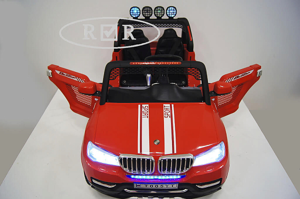 Электромобиль детский RiverToys  BMW T005TT (красный) с дистанционным управлением (полный привод)