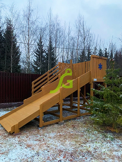 Деревянная зимняя горка "IgraGrad Snow Fox", скат 4 м