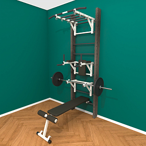 Брашированная шведская стенка "Кастерли" Black РБСШ (Черные ступени)