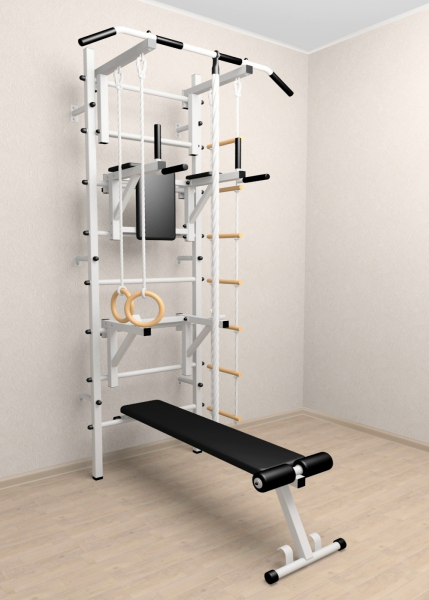 Шведская стенка Sv Sport 508 (Турник стандарт/Брусья/Стойка/Скамья/Канат/Кольца/Лестница) арт.508