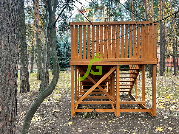 Деревянная зимняя горка "IgraGrad Snow Fox", скат 4 м