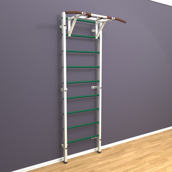 Шведская стенка «LittleSport» White Pull-Up зеленые ступени
