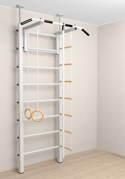 Шведская стенка Sv Sport враспор (Турник стандарт/Канат/Кольца/Лестница) (высота 275-295см) В702